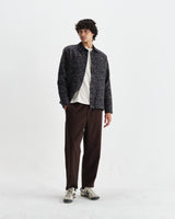 wax london men's Whiting - Navy Camo Jacquard Overshirt