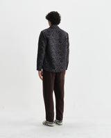 wax london men's Whiting - Navy Camo Jacquard Overshirt