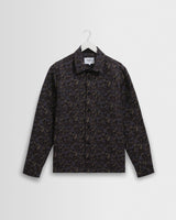 wax london men's Whiting - Navy Camo Jacquard Overshirt