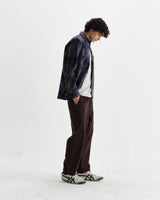 wax london men's Whiting - Navy Wool Check Overshirt