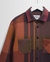 wax london men's Whiting - Orange And Multicolour Tempo Check Overshirt