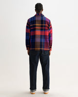 wax london men's Whiting - Purple And Red Bold Check Overshirt