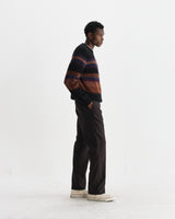 wax london men's Wilde - Black And Dark Multicolour Brush Stripe Wool Crewneck