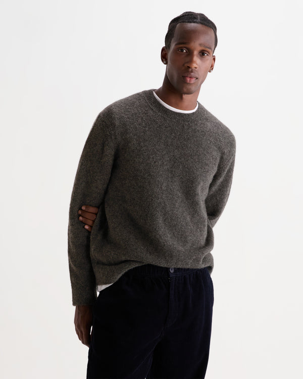 wax london men's Wilde - Charcoal Fluffy Wool Crewneck