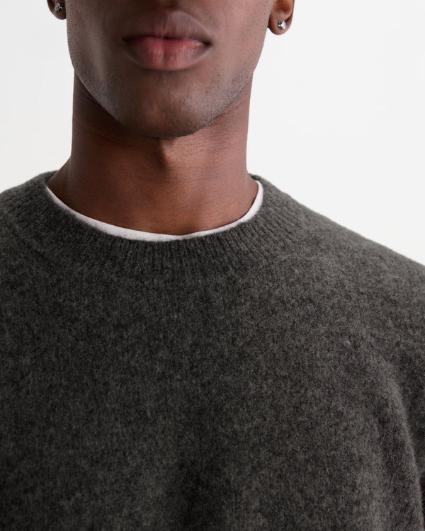 wax london men's Wilde - Charcoal Fluffy Wool Crewneck