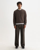 wax london men's Wilde - Chocolate Brown Fluffy Wool Crewneck
