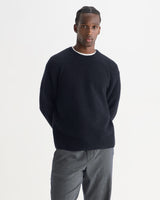 wax london men's Wilde - Navy Fluffy Wool Crewneck