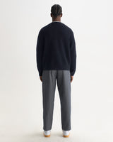 wax london men's Wilde - Navy Fluffy Wool Crewneck
