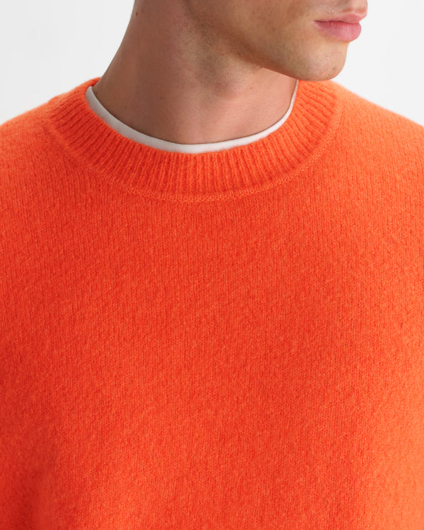wax london men's Wilde - Orange Fluffy Wool Crewneck