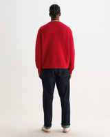 wax london men's Wilde - Red Fluffy Wool Crewneck